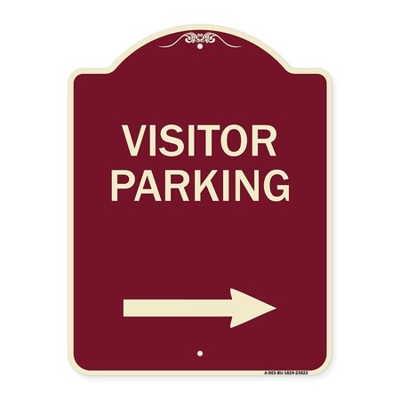 SIGNMISSION Reserved Parking Visitor Parking Arrow Pointing Right Heavy-Gauge Alum, 24" x 18", BU-1824-23023 A-DES-BU-1824-23023